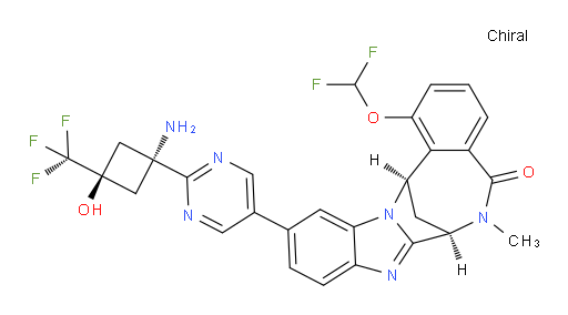 (7R,14R)-11-[2-[trans-1-amino-3-hydroxy-3-(trifluoromethyl)cyclobutyl]pyrimidin-5-yl]-1-(difluoromethoxy)-6,7-dihydro-6-methyl-7,14-Methanobenzimidazo[1,2-b][2,5]benzodiazocin-5(14H)--one