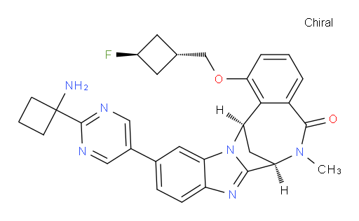 (7R,14R)-11-[2-(1-aminocyclobutyl)-pyrimidin-5-yl]-1-[(trans-3-fluoro-cyclobutyl)methoxy]-6,7-dihydro-6-methyl-7,14-Methanobenzimidazo[1,2-b][2,5]benzodiazocin-5(14H)--one