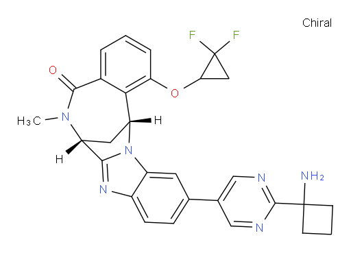 (7R,14R)-11-[2-(1-aminocyclobutyl)-pyrimidin-5-yl]-1-[(2,2-difluoro-cyclopropyloxy)]-6,7-dihydro-6-methyl-7,14-Methanobenzimidazo[1,2-b][2,5]benzodiazocin-5(14H)--one