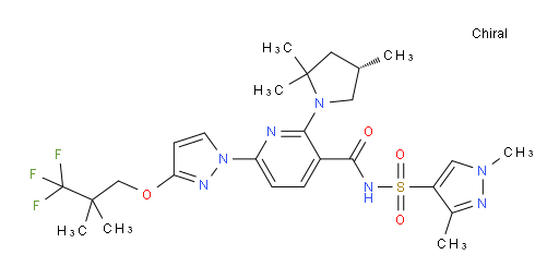 (S)-N-((1,3-dimethyl-1H-pyrazol-4-yl)sulfonyl)-6-(3-(3,3,3-trifluoro-2,2-dimethylpropoxy)-1H-pyrazol-1-yl)-2-(2,2,4-trimethylpyrrolidin-1-yl)nicotinamide