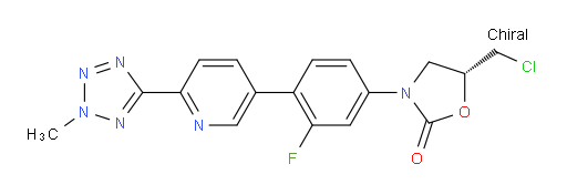 (R)-5-(chloromethyl)-3-(3-fluoro-4-(6-(2- methyl-2H-tetrazol-5-yl)pyridin-3- yl)phenyl)oxazolidin-2-one