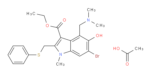 ethyl 6-bromo-4-((dimethylamino)methyl)-5-hydroxy-1-methyl-2-((phenylthio)methyl)-1H-indole-3-carboxylate acetate