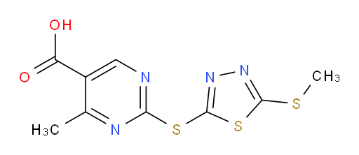 4-methyl-2-((5-(methylthio)-1,3,4-thiadiazol-2-yl)thio)pyrimidine-5-carboxylic acid