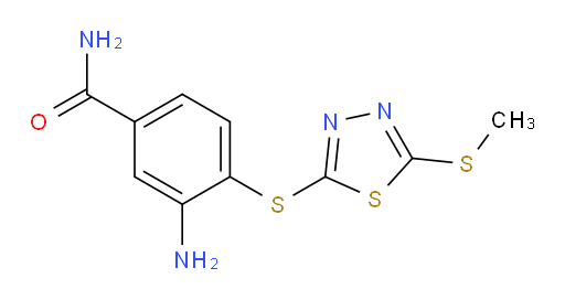 3-amino-4-((5-(methylthio)-1,3,4-thiadiazol-2-yl)thio)benzamide