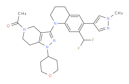 1-{3-[7-(difluoromethyl)-6-(1-methyl-1H-pyrazol-4-yl)-1,2,3,4-tetrahydroquinolin-1-yl]-1-(oxan-4-yl)-1H,4H,5H,6H,7H-pyrazolo[4,3-c]pyridin-5-yl}ethan-1-one