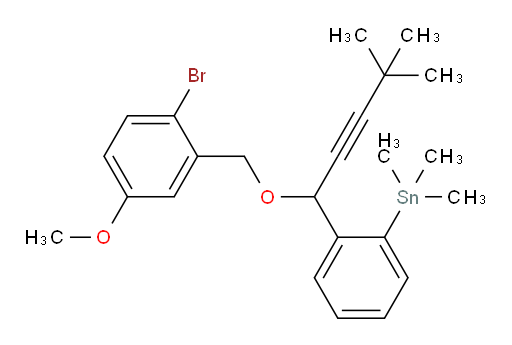 (2-(1-((2-bromo-5-methoxybenzyl)oxy)-4,4-dimethylpent-2-yn-1-yl)phenyl)trimethylstannane