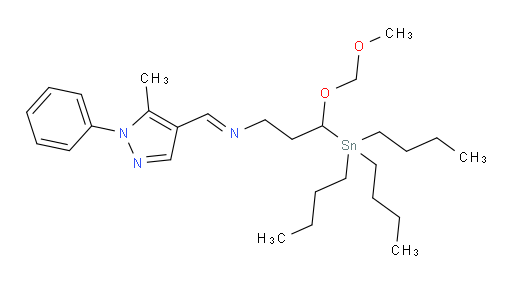 (E)-3-(methoxymethoxy)-N-((5-methyl-1-phenyl-1H-pyrazol-4-yl)methylene)-3-(tributylstannyl)propan-1-amine