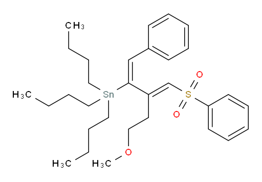 tributyl((1E,3E)-5-methoxy-1-phenyl-3-((phenylsulfonyl)methylene)pent-1-en-2-yl)stannane