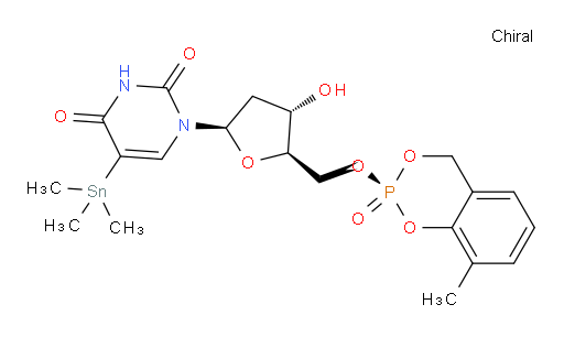 1-((2R,4S,5R)-4-hydroxy-5-((((R)-8-methyl-2-oxido-4H-benzo[d][1,3,2]dioxaphosphinin-2-yl)oxy)methyl)tetrahydrofuran-2-yl)-5-(trimethylstannyl)pyrimidine-2,4(1H,3H)-dione