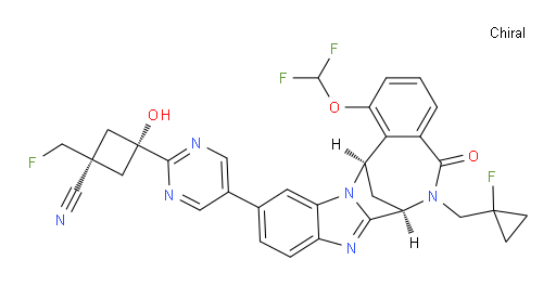 (1R,3r)-3-(5-((7R,14R)-1-(difluoromethoxy)-6-((1-fluorocyclopropyl)methyl)-5-oxo-5,6,7,14-tetrahydro-7,14-methanobenzo[f]benzo[4,5]imidazo[1,2-a][1,4]diazocin-11-yl)pyrimidin-2-yl)-1-(fluoromethyl)-3-hydroxycyclobutanecarbonitrile