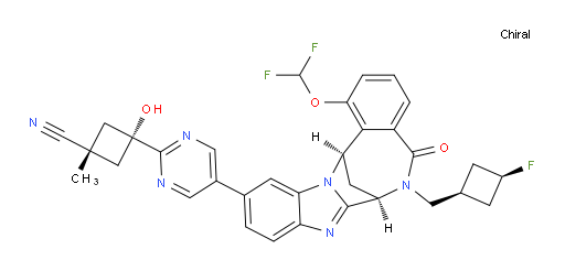 (1S,3s)-3-(5-((7R,14R)-1-(difluoromethoxy)-6-(((1s,3S)-3-fluorocyclobutyl)methyl)-5-oxo-5,6,7,14-tetrahydro-7,14-methanobenzo[f]benzo[4,5]imidazo[1,2-a][1,4]diazocin-11-yl)pyrimidin-2-yl)-3-hydroxy-1-methylcyclobutanecarbonitrile