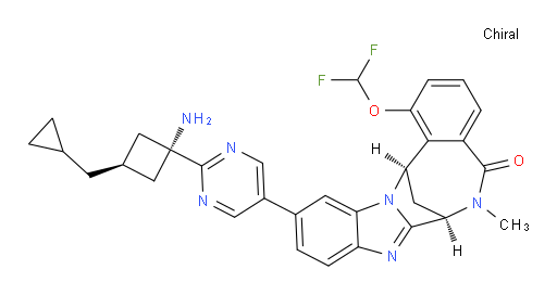 (7R,14R)-11-(2-((1s,3R)-1-amino-3-(cyclopropylmethyl)cyclobutyl)pyrimidin-5-yl)-1-(difluoromethoxy)-6-methyl-6,7-dihydro-7,14-methanobenzo[f]benzo[4,5]imidazo[1,2-a][1,4]diazocin-5(14H)-one
