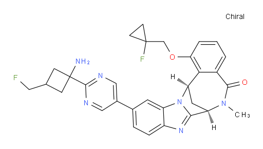 (7R,14R)-11-[2-[1-amino-3-(fluoromethyl)cyclobutyl]pyrimidin-5-yl]-1-[(1-fluoro-cyclopropyl)methoxy]-6,7-dihydro-6-methyl-7,14-Methanobenzimidazo[1,2-b][2,5]benzodiazocin-5(14H)--one