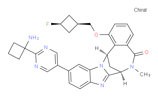 (7R,14R)-11-[2-(1-aminocyclobutyl)-pyrimidin-5-yl]-1-[(cis-3-fluoro-cyclobutyl)methoxy]-6,7-dihydro-6-methyl-7,14-Methanobenzimidazo[1,2-b][2,5]benzodiazocin-5(14H)--one