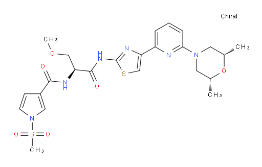 N-((S)-1-((4-(6-((2S,6R)-2,6-dimethylmorpholino)pyridin-2-yl)thiazol-2-yl)amino)-3-methoxy-1-oxopropan-2-yl)-1-(methylsulfonyl)-1H-pyrrole-3-carboxamide