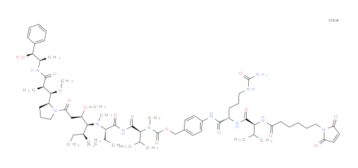 N-[[[4-[[N-[6-(2,5-Dihydro-2,5-dioxo-1H-pyrrol-1-yl)-1-oxohexyl]-L-valyl-N5-(aminocarbonyl)-L-ornithyl]amino]phenyl]methoxy]carbonyl]-N-methyl-L-valyl-N-[(1S,2R)-4-[(2S)-2-[(1R,2R)-3-[[(1R,2S)-2-hydroxy-1-methyl-2-phenylethyl]amino]-1-methoxy-2-methyl-3-oxopropyl]-1-pyrrolidinyl]-2-methoxy-1-[(1S)-1-methylpropyl]-4-oxobutyl]-N-methyl-L-valinamide