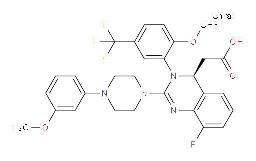 (S)-2-(8-fluoro-3-(2-methoxy-5-(trifluoromethyl)phenyl)-2-(4-(3-methoxyphenyl)piperazin-1-yl)-3,4-dihydroquinazolin-4-yl)acetic acid