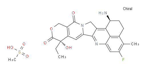 (1S,9S)-1-amino-9-ethyl-5-fluoro-9-hydroxy-4-methyl-2,3,12,15-tetrahydrobenzo[de]pyrano[3',4':6,7]indolizino[1,2-b]quinoline-10,13(1H,9H)-dione methanesulfonate