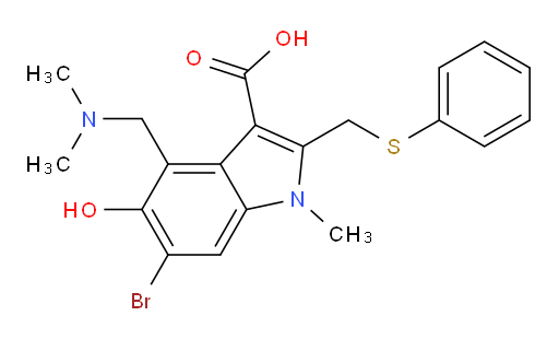 6-bromo-4-((dimethylamino)methyl)-5-hydroxy-1-methyl-2-((phenylthio)methyl)-1H-indole-3-carboxylic acid