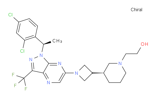 (3R)-3-[1-[1-[(1R)-1-(2,4-Dichlorophenyl)ethyl]-3-(trifluoromethyl)-1H-pyrazolo[3,4-b]pyrazin-6-yl]-3-azetidinyl]-1-piperidineethanol (ACI)
