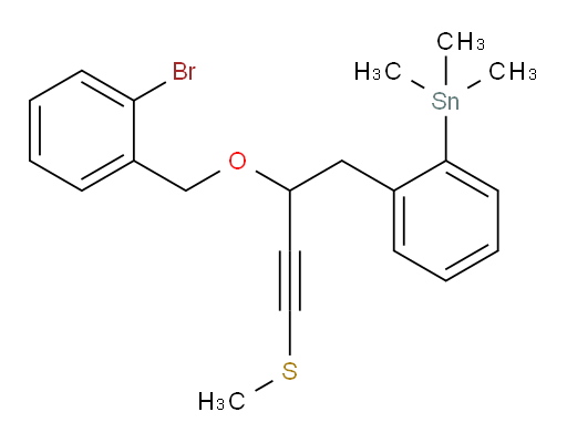 (2-(2-((2-bromobenzyl)oxy)-4-(methylthio)but-3-yn-1-yl)phenyl)trimethylstannane