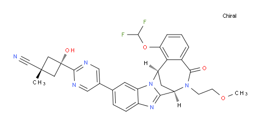 (1S,3s)-3-(5-((7R,14R)-1-(difluoromethoxy)-6-(2-methoxyethyl)-5-oxo-5,6,7,14-tetrahydro-7,14-methanobenzo[f]benzo[4,5]imidazo[1,2-a][1,4]diazocin-11-yl)pyrimidin-2-yl)-3-hydroxy-1-methylcyclobutanecarbonitrile