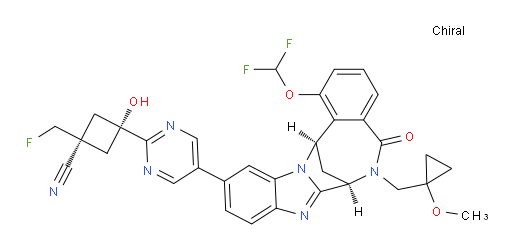 (1R,3r)-3-(5-((7R,14R)-1-(difluoromethoxy)-6-((1-methoxycyclopropyl)methyl)-5-oxo-5,6,7,14-tetrahydro-7,14-methanobenzo[f]benzo[4,5]imidazo[1,2-a][1,4]diazocin-11-yl)pyrimidin-2-yl)-1-(fluoromethyl)-3-hydroxycyclobutanecarbonitrile