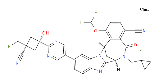 (7R,14R)-11-(2-((1r,3R)-3-cyano-3-(fluoromethyl)-1-hydroxycyclobutyl)pyrimidin-5-yl)-1-(difluoromethoxy)-6-((1-fluorocyclopropyl)methyl)-5-oxo-5,6,7,14-tetrahydro-7,14-methanobenzo[f]benzo[4,5]imidazo[1,2-a][1,4]diazocine-4-carbonitrile