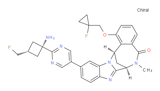 (7R,14R)-11-[2-[cis-1-amino-3-(fluoromethyl)cyclobutyl]pyrimidin-5-yl]-1-[(1-fluoro-cyclopropyl)methoxy]-6,7-dihydro-6-methyl-7,14-Methanobenzimidazo[1,2-b][2,5]benzodiazocin-5(14H)--one