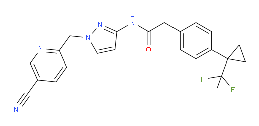 N-(1-((5-cyanopyridin-2-yl)methyl)-1H-pyrazol-3-yl)-2-(4-(1-(trifluoromethyl)cyclopropyl)phenyl)acetamide