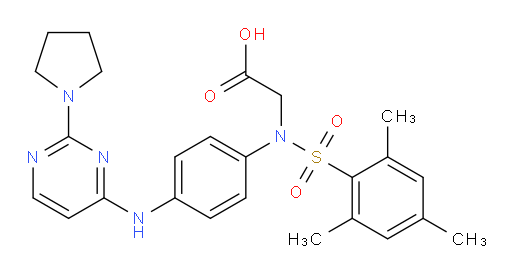 2-(2,4,6-trimethyl-N-(4-((2-(pyrrolidin-1-yl)pyrimidin-4-yl)amino)phenyl)phenylsulfonamido)acetic acid