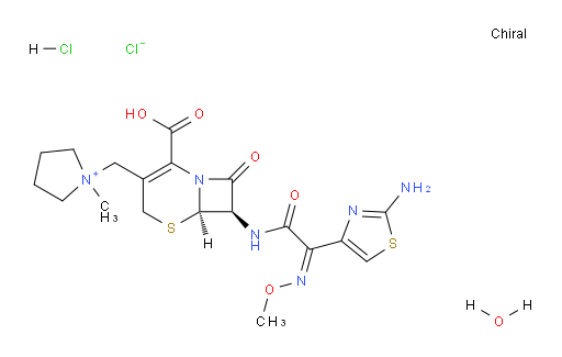 1-(((6R,7R)-7-((Z)-2-(2-aminothiazol-4-yl)-2-(methoxyimino)acetamido)-2-carboxy-8-oxo-5-thia-1-azabicyclo[4.2.0]oct-2-en-3-yl)methyl)-1-methylpyrrolidin-1-ium chloride hydrochloride hydrate